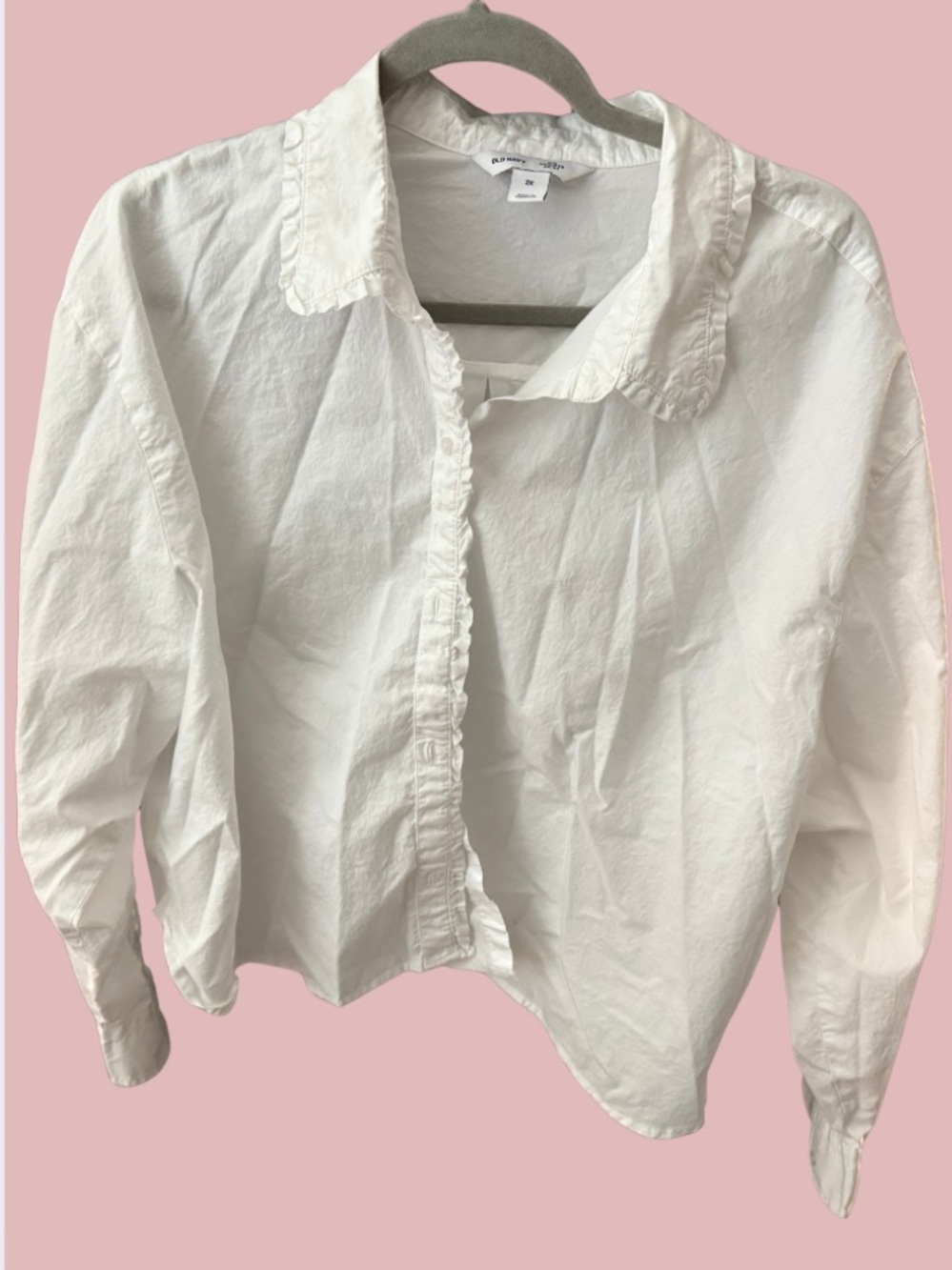 Old Navy White Ruffle-Trim Button-Front Shirt